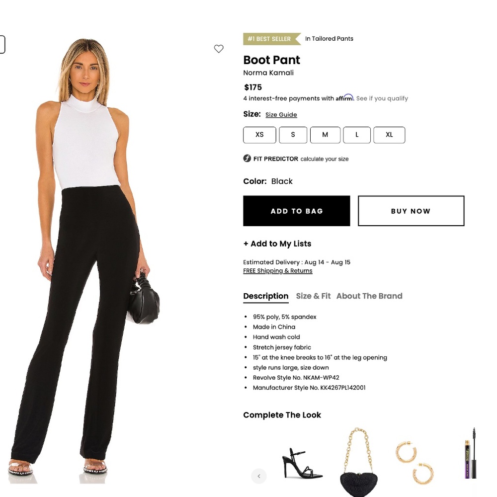 NORMA KAMALI black knit boot pant- Small